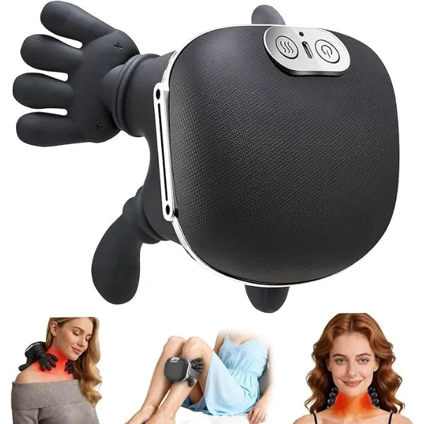 ANUWEO Shoulder & Neck Massager with Heat, 4D Bionic Heated Neck Massager with Fingers Simulates a Real Palm Massage for Comfort, 3 Intensity Levels + 2 Heat Settings Relax Muscle Tension