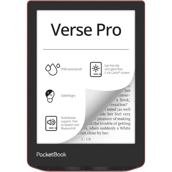 PocketBook Verse Pro 6-Inch E-Ink E-Reader, HD Touchscreen, Bluetooth Audio, Adjustable SmartLight