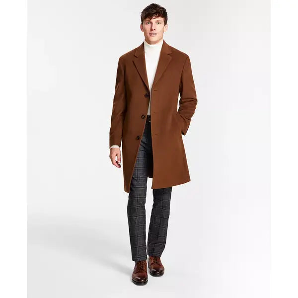 Men's Classic Fit Luxury Wool Cashmere Blend Overcoats - Vicuna