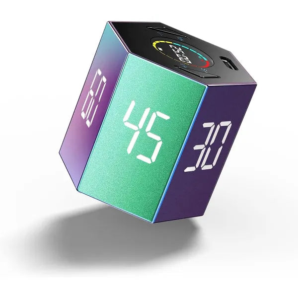 TICK TIME Pomodoro Timer Cube – Rechargeable Magnetic Productivity Timer with Presets, Countdown & Stopwatch for Study, Work & ADHD