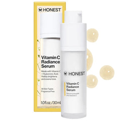 Honest Beauty Vitamin C Radiance Serum – Brightening Face Serum for Even Skin Tone & Complexion, Fragrance-Free, Vegan & Gentle for Sensitive Skin – 1 fl oz Full Size & 0.33 fl oz Travel Size