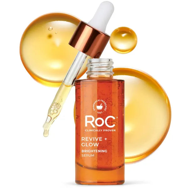 RoC Multi Correxion Revive + Glow Vitamin C Treatment – 10% Active Vitamin C Face Serum & Brightening Eye Balm with Retinol Eye Cream Packette