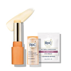 RoC Multi Correxion Revive + Glow Vitamin C Treatment – 10% Active Vitamin C Face Serum & Brightening Eye Balm with Retinol Eye Cream Packette