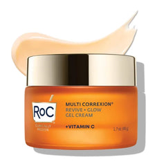 RoC Multi Correxion Revive + Glow Vitamin C Face Moisturizer, 10% Vitamin C Gel Cream for Instant Glow & Anti-Aging + Broad Spectrum SPF 30 Sunscreen Moisturizer with Retinol Eye Cream Packette, Oil-Free & Hypoallergenic - 1.7 oz