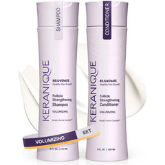 Keranique Volumizing Shampoo and Conditioner Set for Hair Repair and Growth with Biotin and Keratin for Women, Thinning Hair Formula, 8 Fl Oz Each
