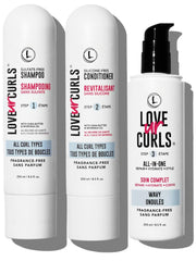 Love Ur Curls Fragrance Free Shampoo and Conditioner Set with All in One Curl Cream Styler for Curly Hair, 3 Step System to Repair(250 mL)