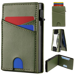 WELLNEC Minimalist Slim Wallet - Pop-Up Card Holder with RFID Blocking & Metal Money Clip