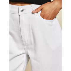 MAX FASHION Plain Straight Fit Jeans-White