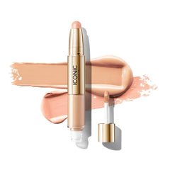 ICONIC LONDON Radiant Concealer & Brightening Duo | Creamy Liquid + Brightening Crayon Dual Ended Concealer, Cruelty Free, Vegan Makeup, 0.08 oz