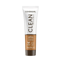 COVERGIRL Clean Invisible Foundation Makeup, Dewy & Glowy Natural Finish, Buildable Coverage, Skin-Like Smooth Look, Vegan