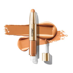 ICONIC LONDON Radiant Concealer & Brightening Duo | Creamy Liquid + Brightening Crayon Dual Ended Concealer, Cruelty Free, Vegan Makeup, 0.08 oz
