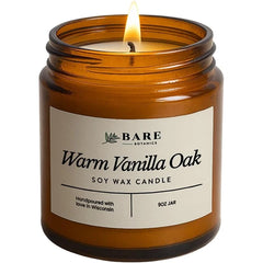 Bare Botanics 9 oz Natural Soy Candles – Lavender Fields, Peach Nectar, Warm Vanilla Oak, Yuzu Mandarin & Unscented – Non-Toxic, Plant-Based Fragrance, Hand-Poured in WI, 40-Hour Burn, Gift-Ready