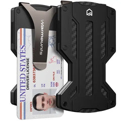 WARMOUNTS Slim Carbon Fiber Wallet for Men - Metal Money Clip & RFID Blocking Card Holder