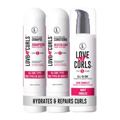 Love Ur Curls - Shampoo & Conditioner Set with All in One Curl Cream Styler for Wavy Hair, 3 Step System for Repair and Moisturizing 250ml