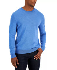 Men's Solid Crew Neck Merino Wool Blend Sweater