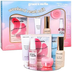 grace & stella Award Winning Skin Care Set Gifts for Her Travel Essentials with Under Eye Masks, Serum, Cleanser, Lip Balm Birthdays, Bachelorette, Bridesmaids, Teen Gifts Vegan Self Care