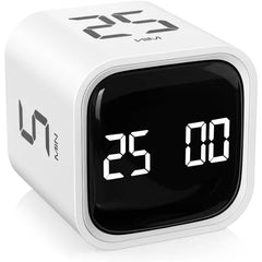 OORAII Rotating Pomodoro Timer Cube – 5/10/25/50 Min Presets, Flip Countdown Timer with Vibration & Volume Modes for Work, Study & Kitchen