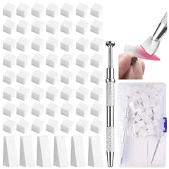 Fcozpjk Soft Sponges with Grabbing Pen for Ombre and Aura Nail Art with Brush, Professional Manicure Nail Art Tools Accessories Supplies, 100 Pieces