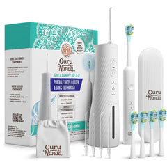 GuruNanda Lion & Lamb Kit 2.0, Electric Toothbrush with Water Flosser Combo, 4 Jet Tips, 4 Brush Heads, & IPX7 Waterproof Design for Complete Oral Care