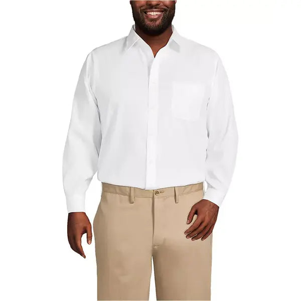 Lands' End Men's Big and Tall Traditional Fit Dress Shirt - White