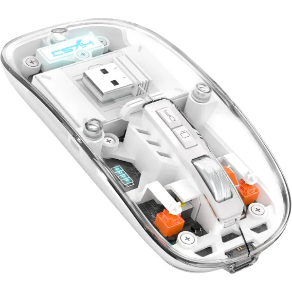 A.JAZZ Wireless Mouse – Bluetooth 5.1 & 2.4G Dual Mode, Transparent Lightweight Design, Rechargeable Silent Click with USB-C Nano Receiver for PC, Mac & iPad