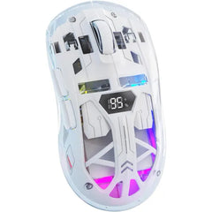 ZIYOU LANG A2 Transparent Wireless Gaming Mouse – Bluetooth & 2.4G Dual Mode, 4000 DPI PixArt 3212 Sensor, RGB Backlit with Battery Display, Compatible with Windows & Mac