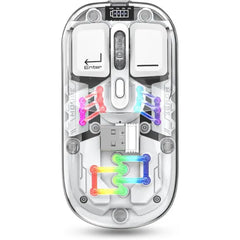 Attoe Wireless Bluetooth Mouse – Dual Mode (BT + 2.4G), Transparent Mechanical Design with Magnetic Cover, Rechargeable RGB Backlit Gaming Mouse for PC, Laptop & Tablet