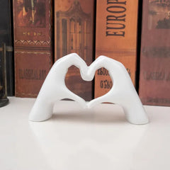 Lynagert Small Heart Hands Sculpture Decor for Living Room Bedroom Bookshelf Coffe Table and Office Display, Love Finger Statue Modern Aesthetic Home Decor, Unique Gift for Wedding Christmas Birthday