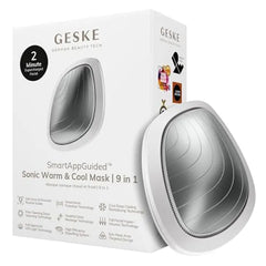 GESKE SmartAppGuided Sonic Warm & Cool Mask 9 in 1Beauty LED Face Mask Facial Glow Full Spectrum LED Light Best Face Massager Vibrating Mask Warm and Cold Skincare