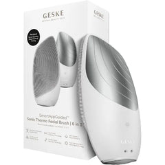 GESKE SmartAppGuided Sonic Thermo Facial Brush 6 in 1 Skin Cleansing Brush with Thermal Function Electric Facial Massager