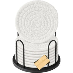 Lazebox Coasters Set of 8 for Drinks, 4 Inch Large Coasters for Coffee Table, Tabletop Protection for Hot & Cold Drinks, Versatile Coasters for Home Decor, Non Slip & Easy to Clean