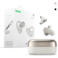 TALIX Open Ear Clip-On Earbuds X8 with AI ENC & Powerful Bass, Wireless Bluetooth 6.0, IPX4 Sweatproof Fitness Headphones, Physical Buttons, 5g Lightweight Ear Buds with Multi-Device Switching