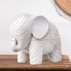 Kakizzy Elephant Statue, African Animal Decor, Wooden Elephant Gift for Women, Boho Decor for Living Room, Shelf, Office