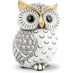 Smadeer Black and White Owl Statue, Small Resin Owl Boho Shelf Decor