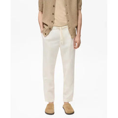 MANGO Men's EU Slim-Fit Linen-Blend Drawstring Pant
