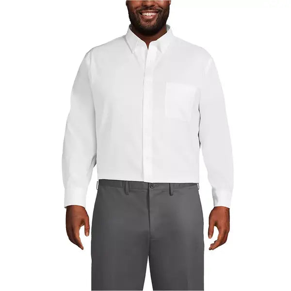Lands' End Men's Supima Pinpoint Buttondown Collar Dress Shirt
