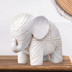 Kakizzy Elephant Statue, African Animal Decor, Wooden Elephant Gift for Women, Boho Decor for Living Room, Shelf, Office