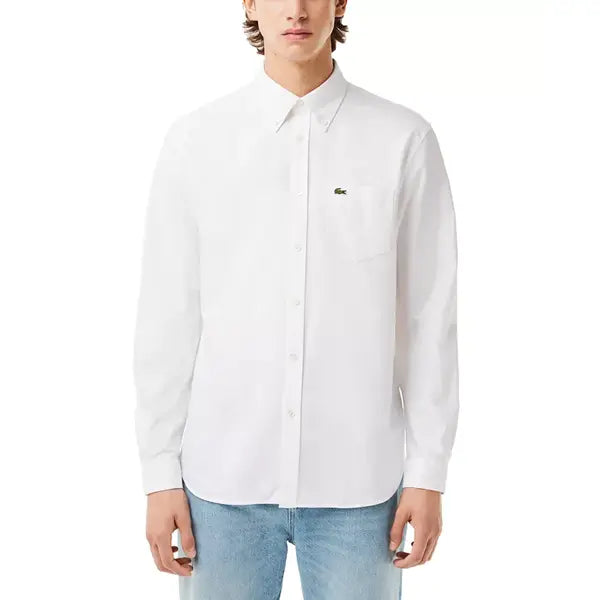 Lacoste Men's Woven Long Sleeve Button-Down Oxford Shirt