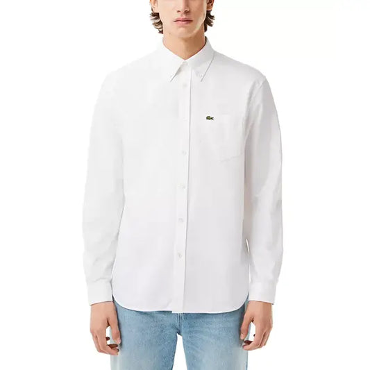Lacoste Men's Woven Long Sleeve Button-Down Oxford Shirt