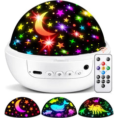 COOLNIGHT Boy Room Decor, 93 Lighting+3 Films Toddler Room Decor, Remote+Dimmable+360° Slient Nightlight for Baby Nursery, Starry Night Light Up Toys, Moon Projector