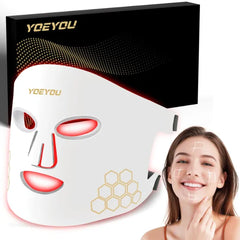 YOEYOU Red Light Therapy for Face, 850nm Near Infrared LED Face Mask, 4 Light Modes, Portable Rechargeable Red Light Therapy Mask Skincare Device for Facial Rejuvenation