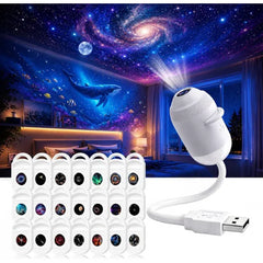 Generic 5D Galaxy Star Projector Lamp USB Plug & Play, HD Wired with Films