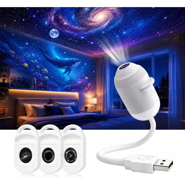 Generic 5D Galaxy Star Projector Lamp USB Plug & Play, HD Wired with Films