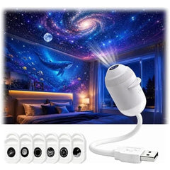 Generic 5D Galaxy Star Projector Lamp USB Plug & Play, HD Wired with Films