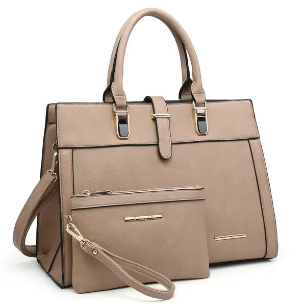 Dasein Elegant Women's Flap-Over Shoulder Bag , Top Handle Tote & Satchel with Matching Wristlet