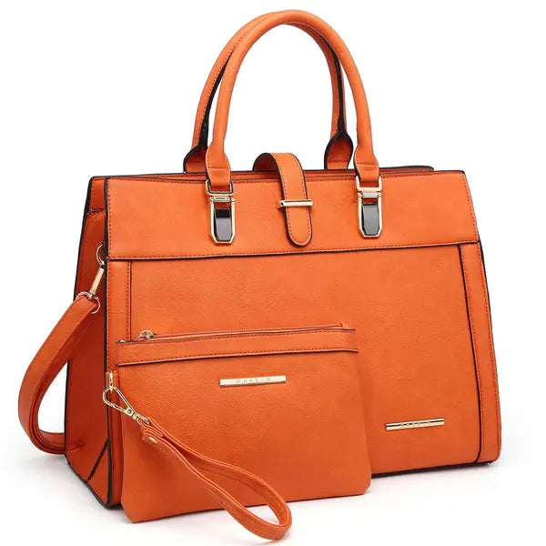 Dasein Elegant Women's Flap-Over Shoulder Bag , Top Handle Tote & Satchel with Matching Wristlet