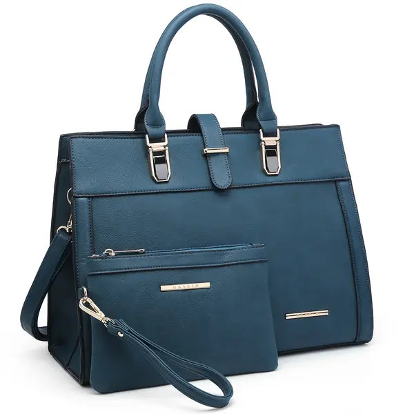 Dasein Elegant Women's Flap-Over Shoulder Bag , Top Handle Tote & Satchel with Matching Wristlet