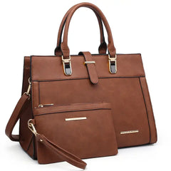 Dasein Elegant Women's Flap-Over Shoulder Bag , Top Handle Tote & Satchel with Matching Wristlet