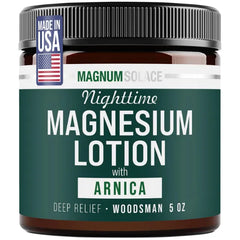 Magnum Solace Nighttime Magnesium Lotion with MSM & Arnica Highly Concentrated Magnesium for Muscles & Joints Apply to Legs or Feet Before Bed Skin Friendly