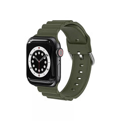 Worryfree Silicone Wavy Band For Apple Watch 42/44/45MM (SD03-AGRN-42) - Army Green